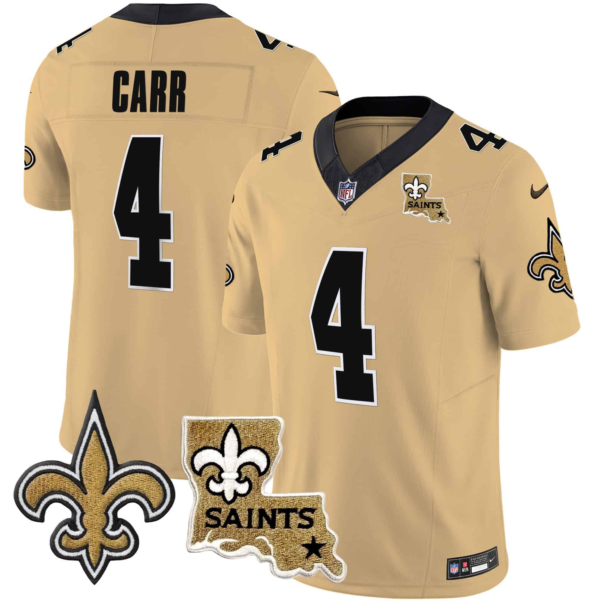 Men New Orleans Saints 4 Carr Yellow 2024 Nike Vapor Limited NFL Jersey